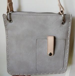 Cute grey crossbody vegan leather purse
